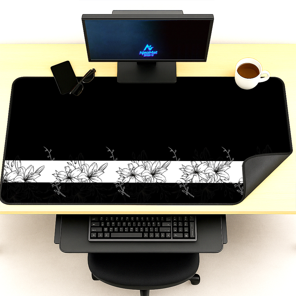 Gaming Accessories Very - Floral Mouse Pad Laptop Deskmat Black