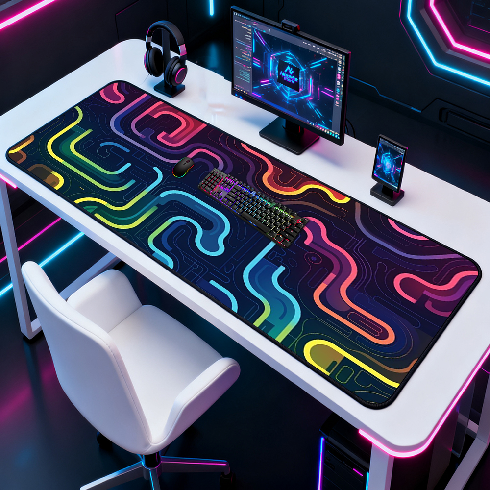 Gaming Accessories Very - Neon Circuit Desk Mat Extended Gaming