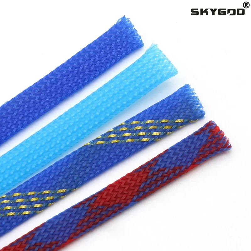 1/5/10M Blue-Gold-Red PET Brai - Cable Sleeve Braided 리뷰 및 가격