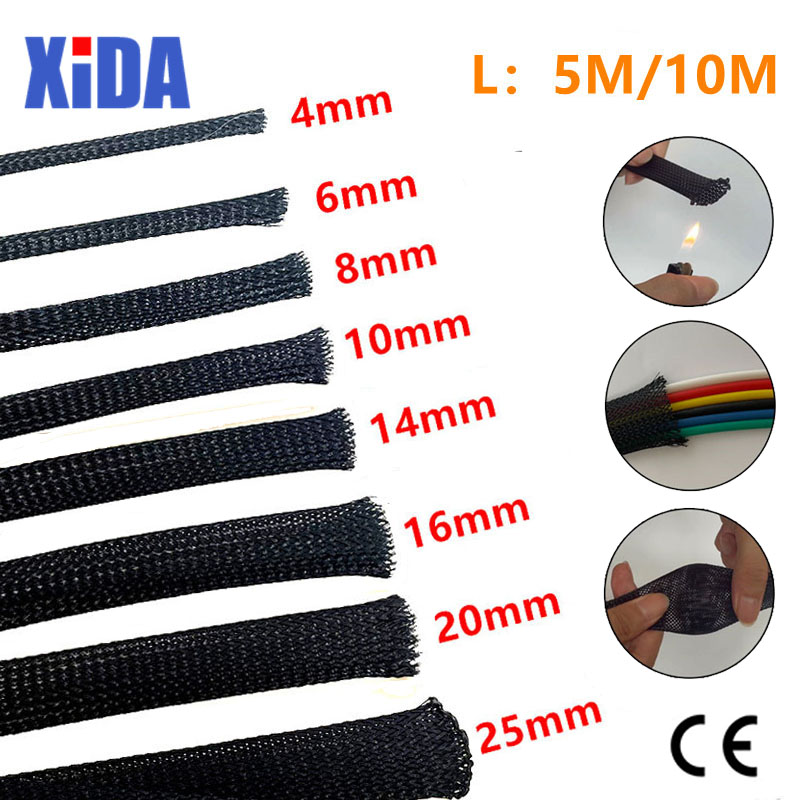 5/10M Black PET Wire Insulated - Cable Sleeve Braided 리뷰 및 가격