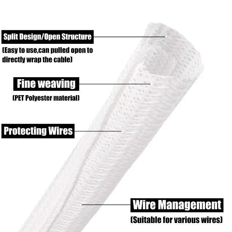 White Self-Closed Cable Sleeve - Cable Sleeve Braided 리뷰 및 가격