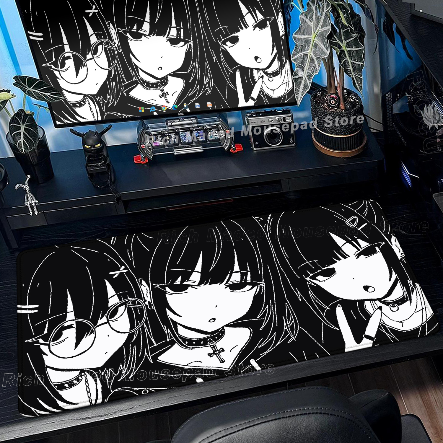 Black White Anime Girl Mouse P - Gaming Accessories Girls 리뷰 및 가격