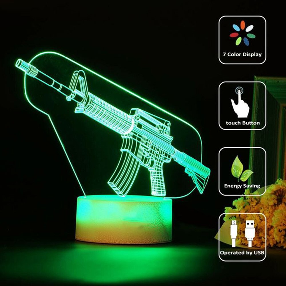 Game Rifle 3d Led Night Light  - Gaming Accessories Boys 리뷰 및 가격