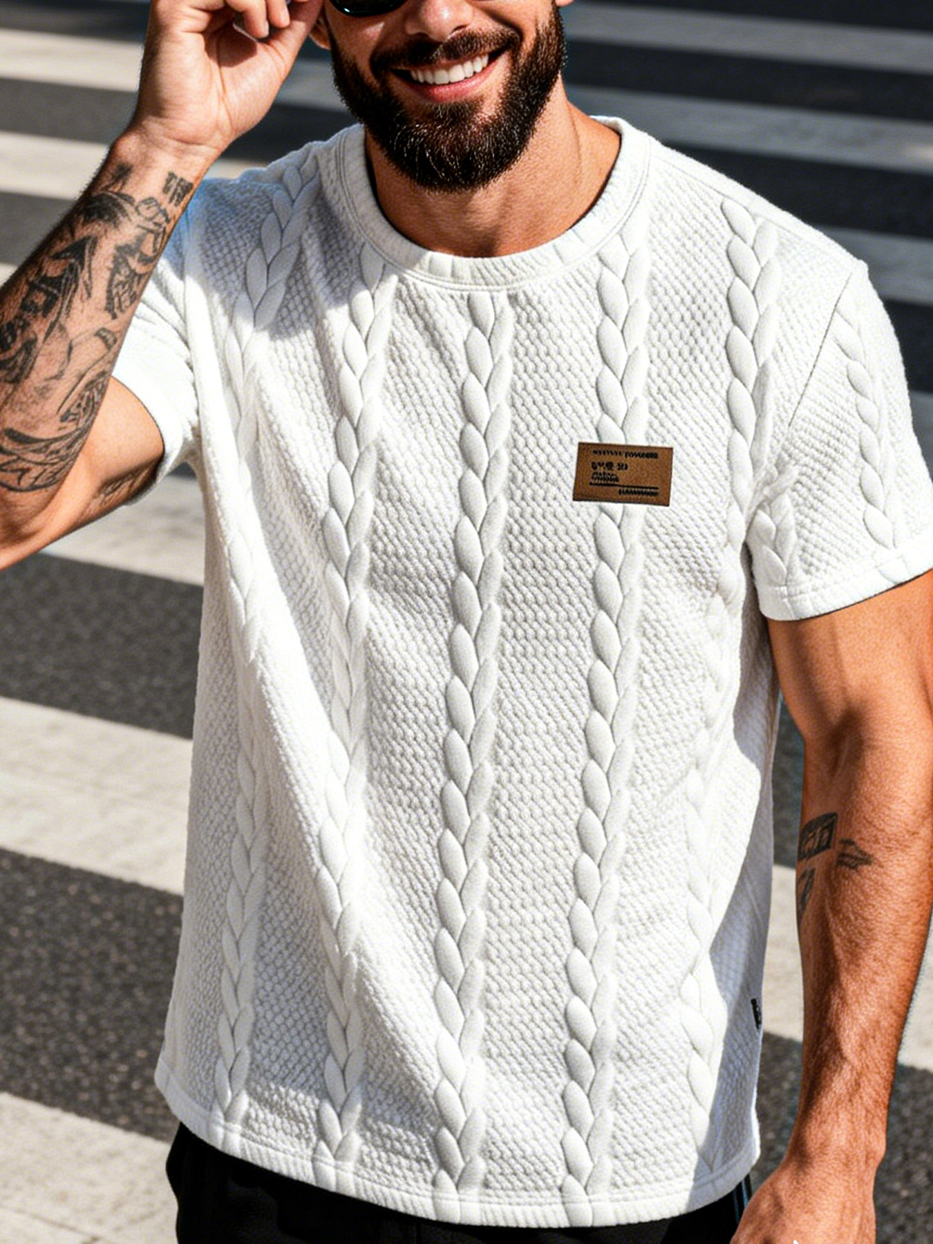 Men's Cable-Knit Jacquard Text - Cable Sleeve Braided 리뷰 및 가격